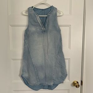 Denim V-Neck Mini Dress